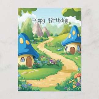 Carte Postale 17 sur 17 Village de champignons bleus