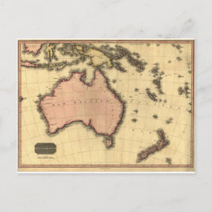 Carte Postale 1818 Australasia Map - Australia, Nouvelle-Zélande