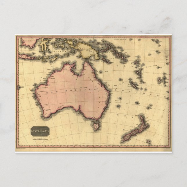 Carte Postale 1818 Australasia Map - Australia, Nouvelle-Zélande (Devant)