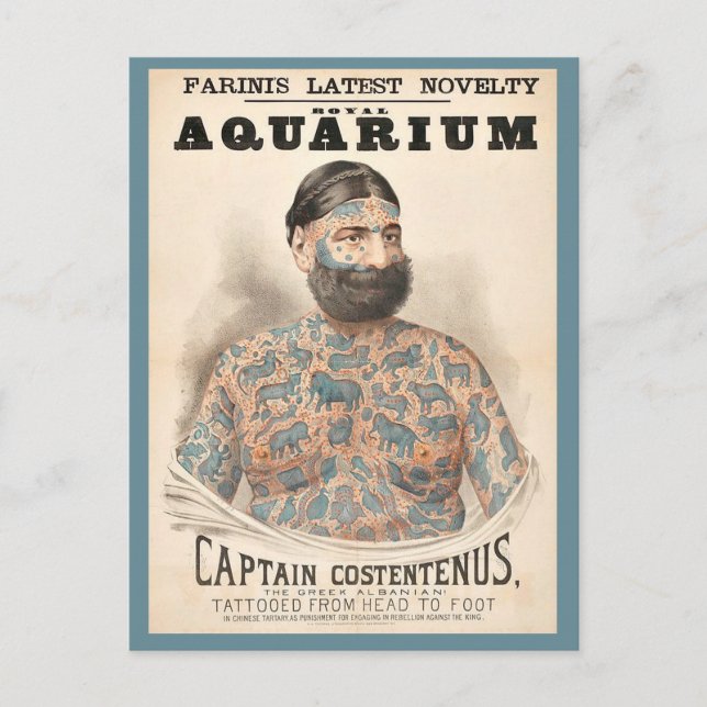 Carte Postale 1880 Capitaine Costentenus homme tatoué (Devant)