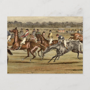 Carte Postale 1886 Steeplechase Horse Racing Art