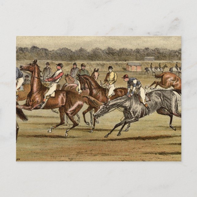 Carte Postale 1886 Steeplechase Horse Racing Art (Devant)
