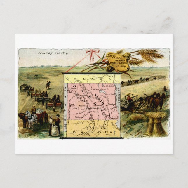 Carte Postale 1889 Dakota du Nord (Devant)