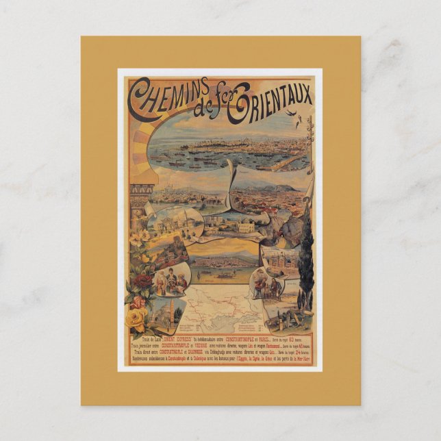 Carte Postale 1890 Chemins de fer orientaux vers Constantinople (Devant)