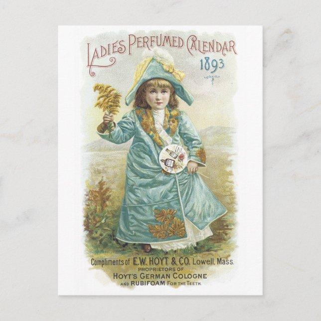 Carte Postale 1893 Dames Calendrier parfumé Hoyt & Co. German Co (Devant)