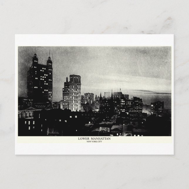 Carte Postale 1898 Lower Manhattan à la tombée de la nuit (Devant)