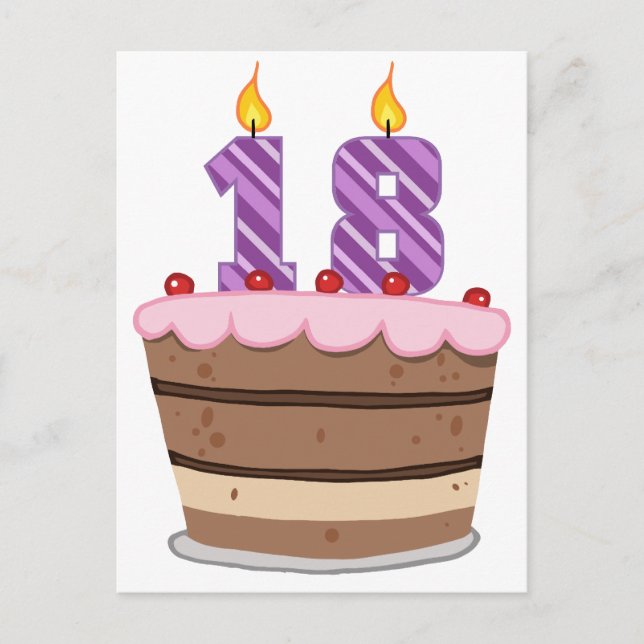 Carte Postale 18 ans sur le gâteau d'anniversaire (Devant)