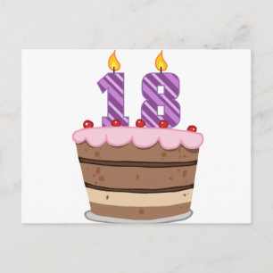 Carte Postale 18 ans sur le gâteau d'anniversaire