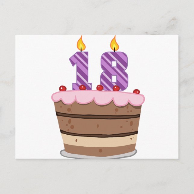 Carte Postale 18 ans sur le gâteau d'anniversaire (Devant)