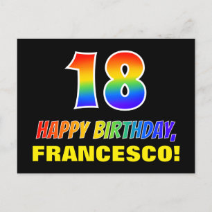 Carte Postale 18e anniversaire : Bold, amusant, simple, arc-en-c