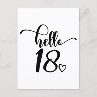 Carte Postale 18e anniversaire Femmes Bonjour 18 Mignon 18 ans