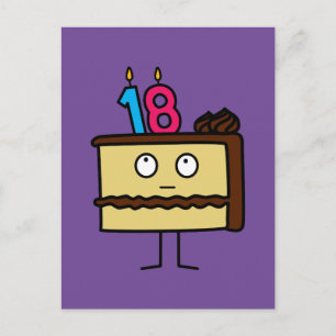 Carte Postale 18e anniversaire gâteau avec bougies glaçage au ch