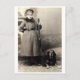 Carte Postale 1900 Young Girl and her Hound