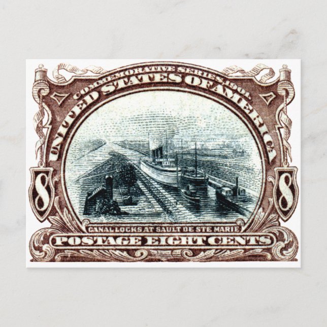 Carte Postale 1901 Écluses du canal Michigan (Devant)