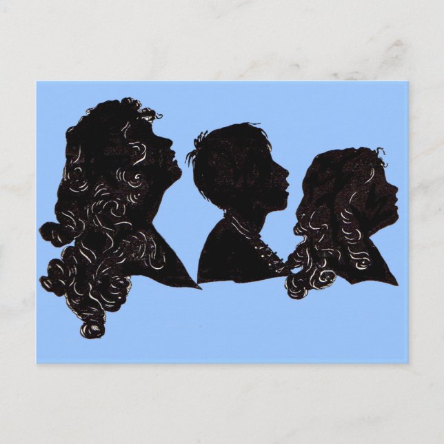 Carte Postale 1906 famille silhouette mère, fils et fille (Devant)