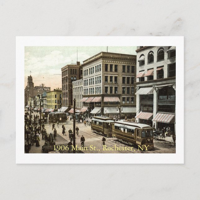 Carte Postale 1906, rue Main, Rochester, NY (Devant)