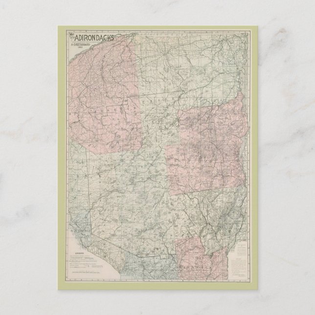 Carte postale 1912 Carte des Adirondacks (Devant)