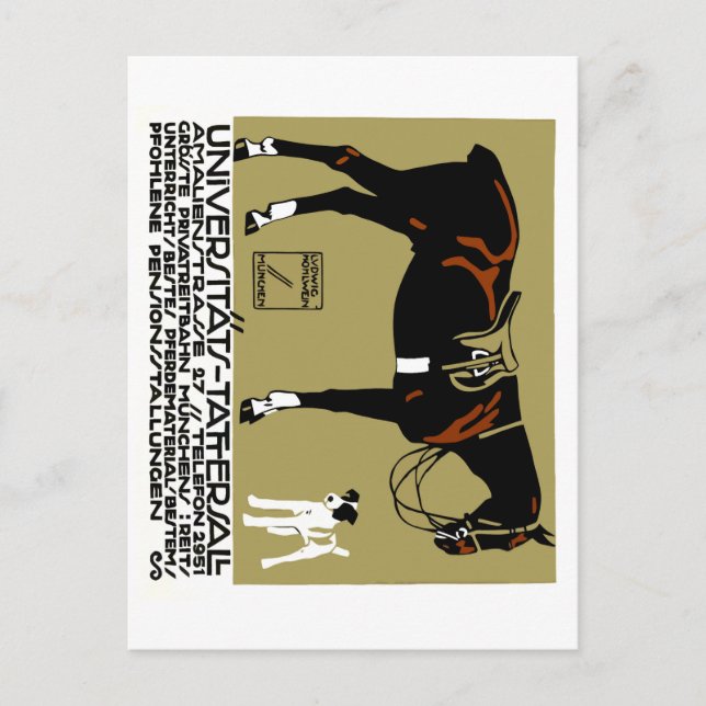Carte Postale 1912 Ludwig Hohlwein Horse Riding Poster Art (Devant)