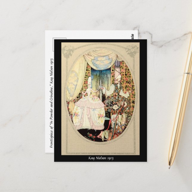 Carte Postale 1913 Frontispiece of "In Powder and Crinoline" (Devant/Arrière en situation)