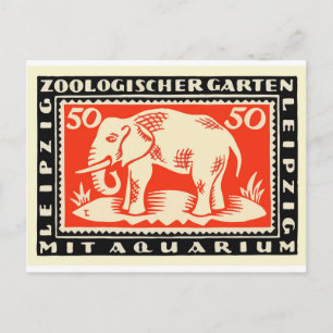 Carte Postale 1919 Allemagne Leipzig Zoo Notgeld Billet