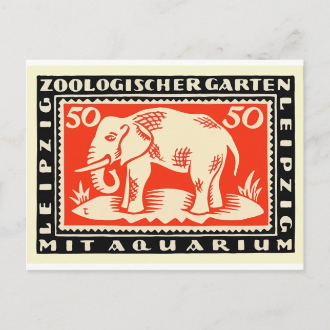 Carte Postale 1919 Allemagne Leipzig Zoo Notgeld Billet (Devant)