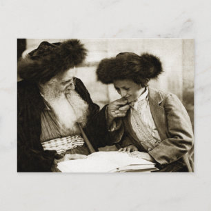 Carte Postale 1920 Etudier la Torah, sépia tonique