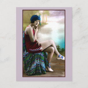 Carte Postale 1920s Baignade beauté, fille flippante