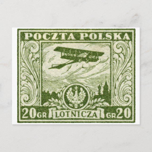 Carte Postale 1925 20gr Polonais Timbre d'avion (Devant)