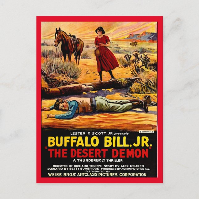 Carte Postale 1925 Buffalo Bill, Jr. - affiche du film Démon du  (Devant)