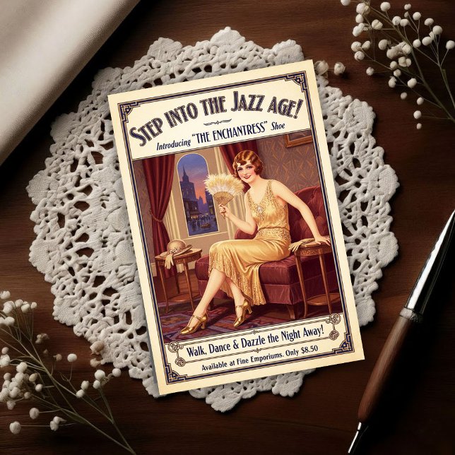 Carte Postale 1925 Vintage Enchantress Shoes Flapper Advertising (Créateur téléchargé)
