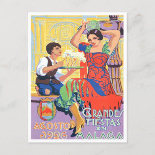 Carte Postale 1926 Malaga Espagne voyage vintage