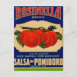 Carte Postale 1930s Rosinella sauce tomate peut étiquette no 1