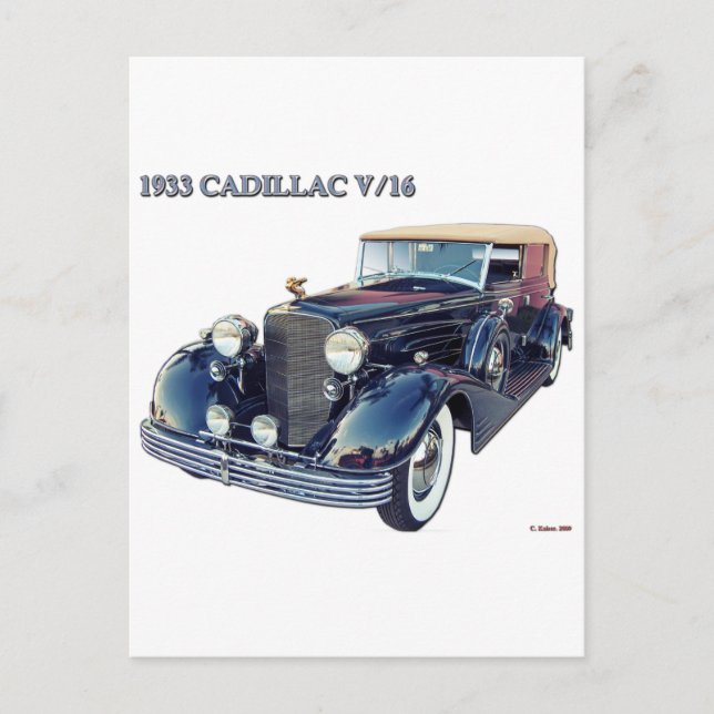 CARTE POSTALE 1933 CADILLAC V/16 #2 (Devant)
