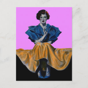 Carte Postale 1934 jolie dame profitant d'un Chesterfield