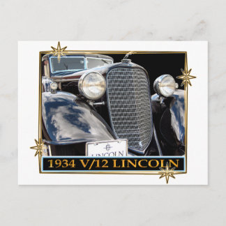 CARTE POSTALE 1934 V-12 LINCOLN
