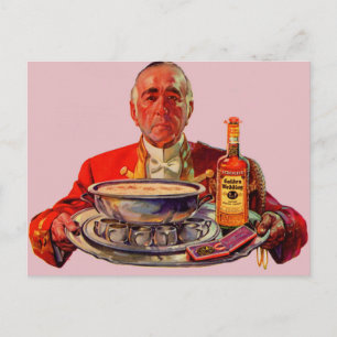 Carte Postale 1937 maître d'hôtel avec plateau et whisky Golden 