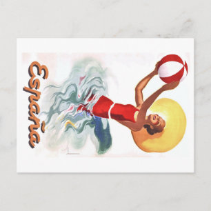 Carte Postale 1940 Espagne Beach Travel Poster