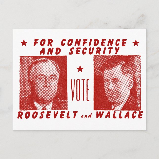 Carte Postale 1940 Vote Roosevelt + Wallace, rouge (Devant)