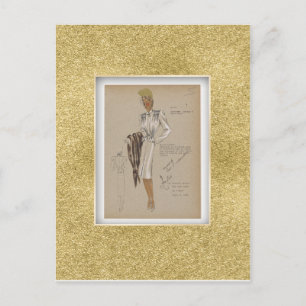 Carte Postale 1940s Manteau Courte Veste Soft Corps Perky Peplum