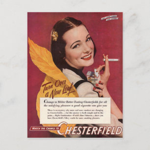 Carte Postale 1944 Chesterfield cigarettes et avec jolie dame