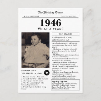 Carte Postale 1946 Birthday Newspaper Postcard