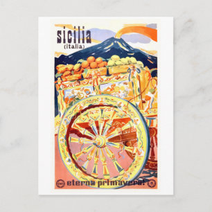 Carte Postale 1947 Sicile Italie Affiche de voyage Printemps éte
