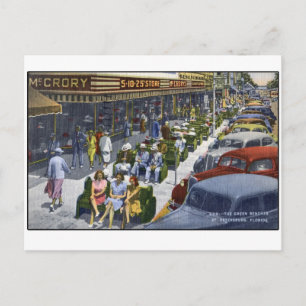 Carte Postale 1949 St Petersburg Floride "Les Bancs verts"