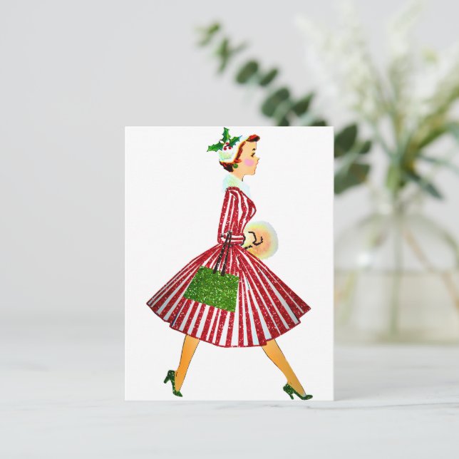 Carte Postale 1950 Noël Dame Vintage   (Debout devant)