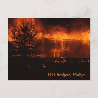 Carte Postale 1953 Hartford Michigan House On Fire