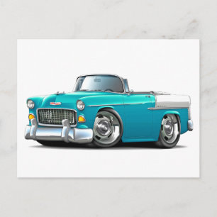 Carte Postale 1955 Chevy Belair Turquoise-White Convert