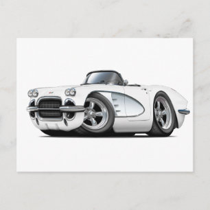 Carte Postale 1961 Corvette White Convertible
