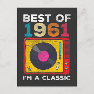 Carte Postale 1961 Né Vintage 60e anniversaire Vinyls Classic Mu