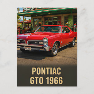 Carte Postale 1966 Pontiac GTO Voiture Musclée Américaine Vintag