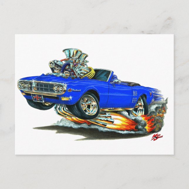 Carte Postale 1967-68 Firebird Blue Convertible (Devant)